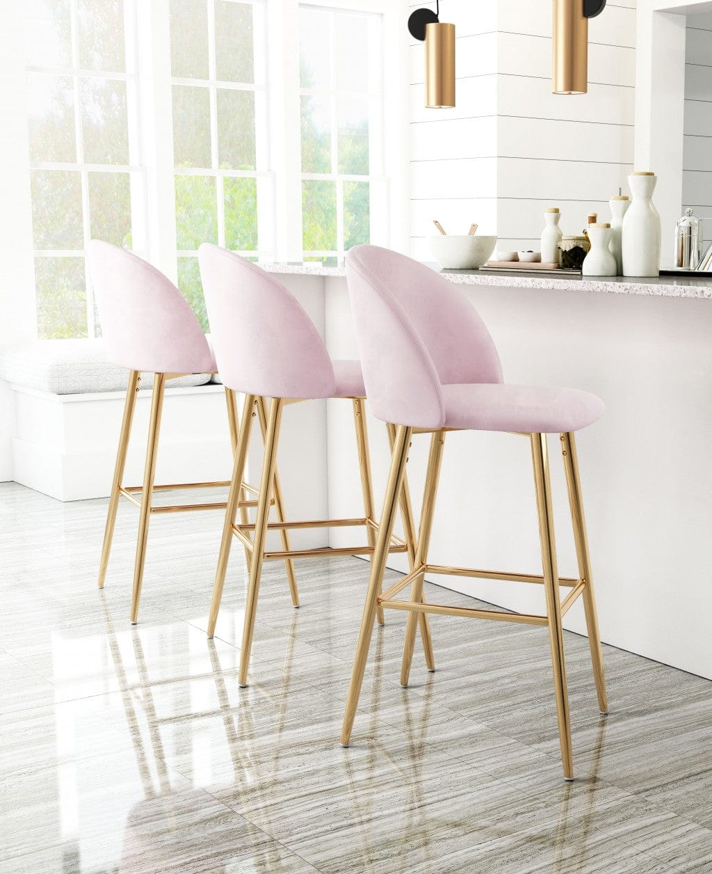 Pale Pink and Gold Modern Pringle Bar Chair