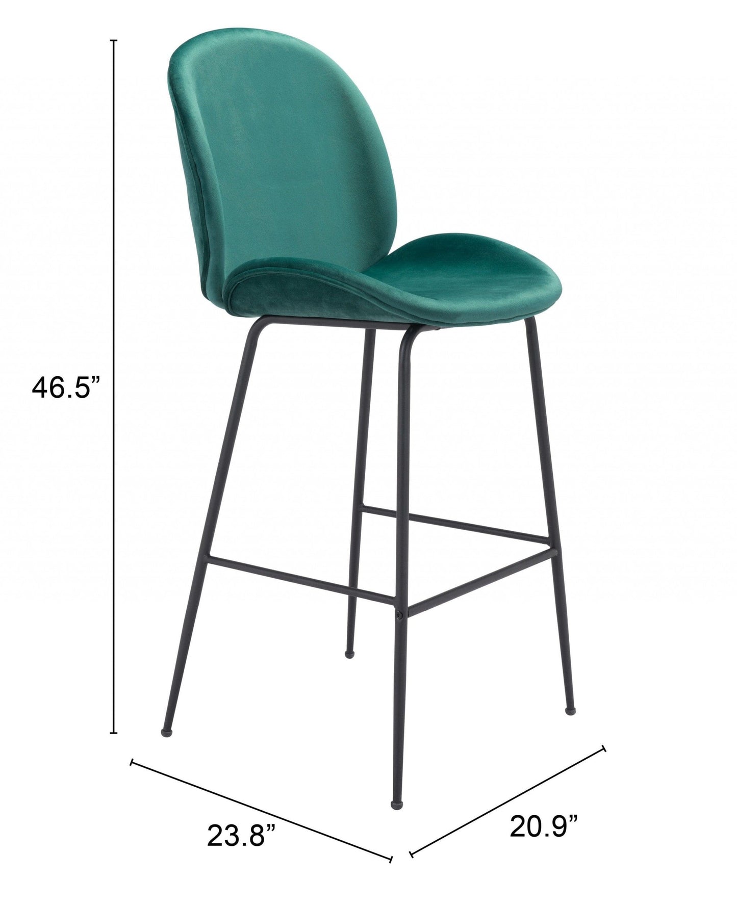 Contempo Emerald Green Velvet Bar Height Chair