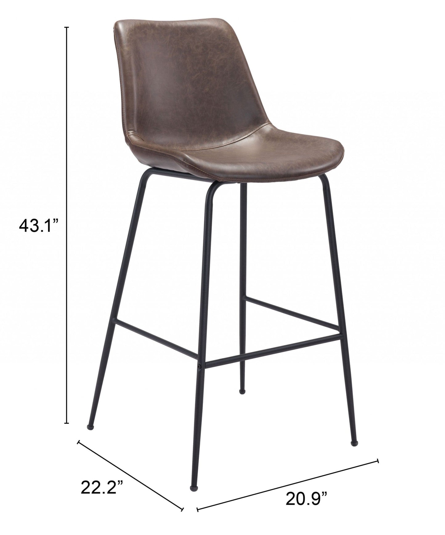 Brown and Black Top Shelf Modern Rugged Bar Chair