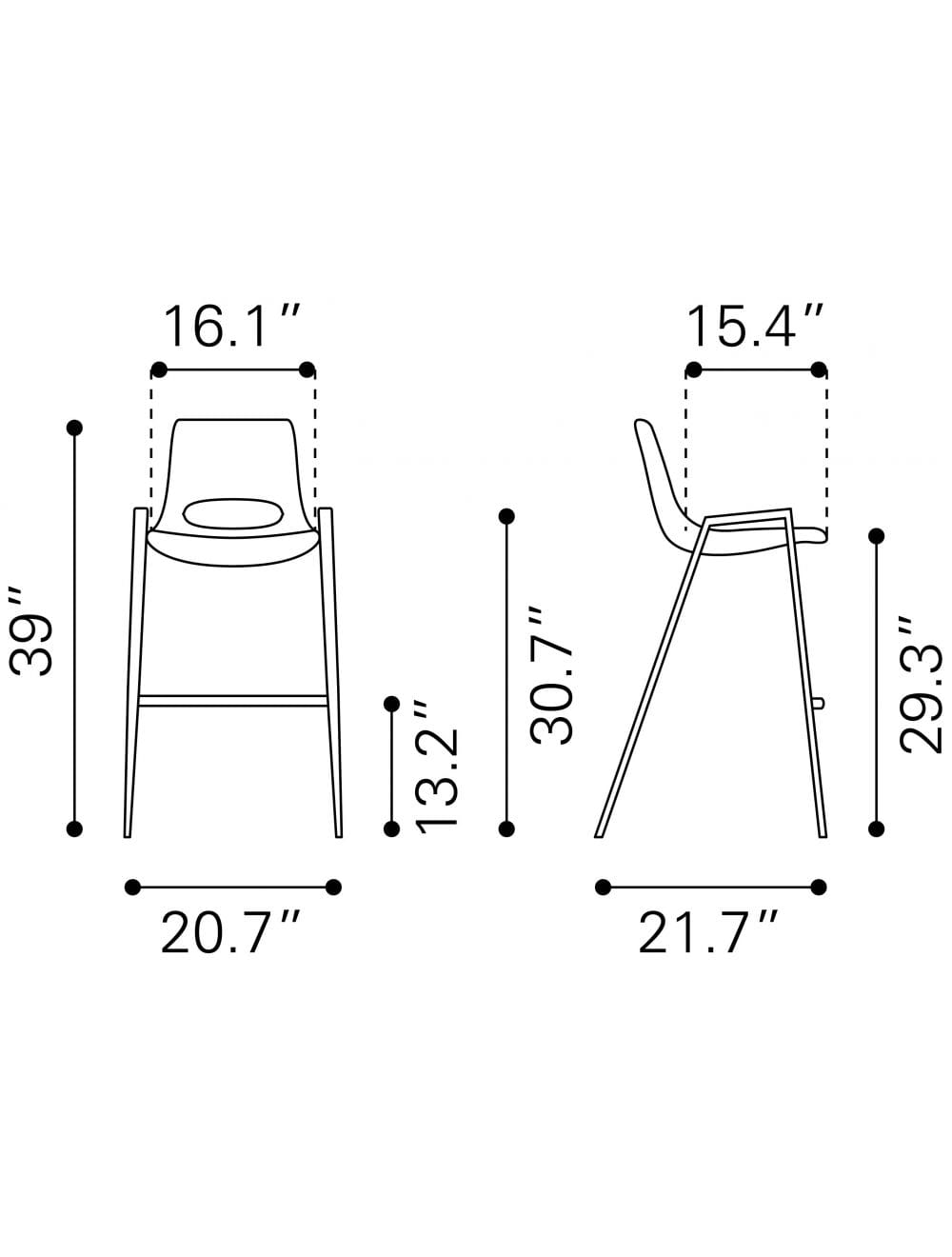 Set of Two Black Retro Modern Funk Bar Chairs