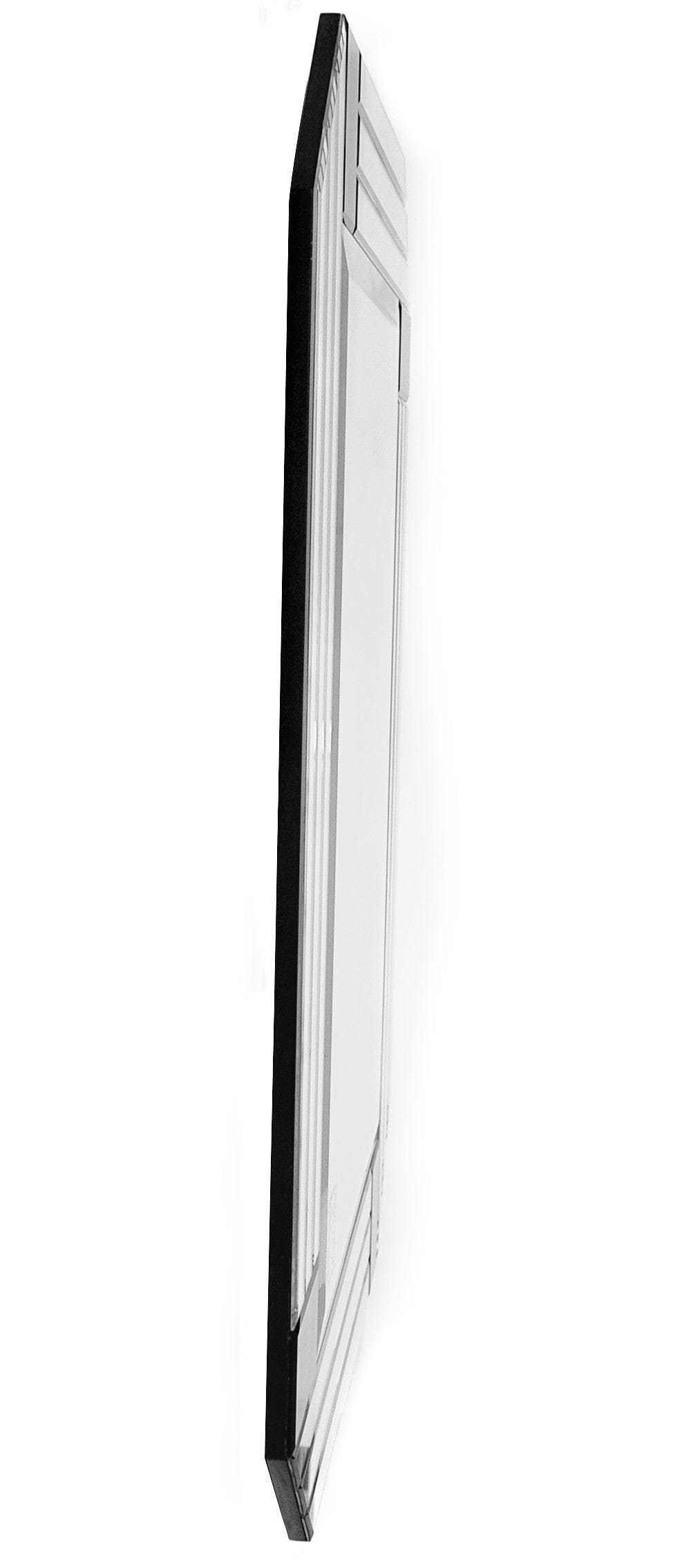 Silver Round Mirror with Black Corners