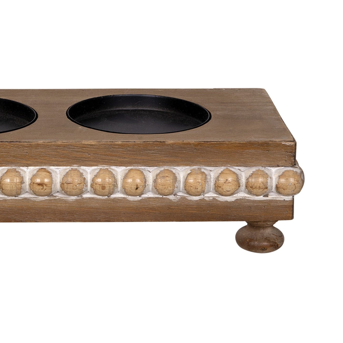 Three Slot Wooden Candle Holder