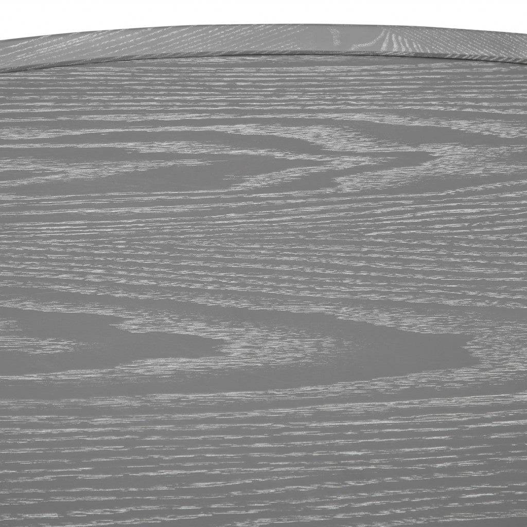 24" Black And Gray Manufactured Wood And Metal Oval Coffee Table