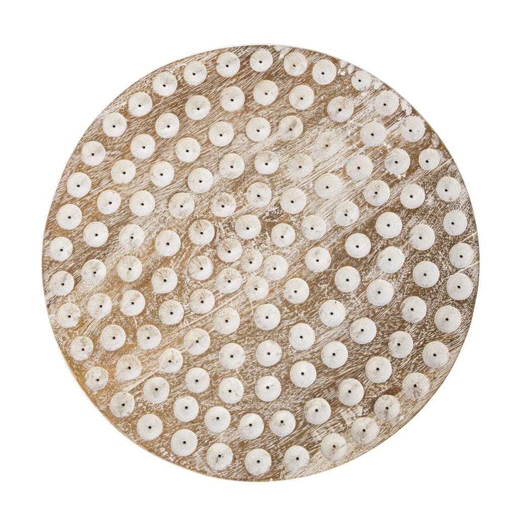 18" Washed White Solid Wood Round End Table