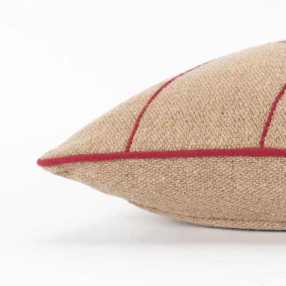 Mod Red and Black Ornaments Jute Lumbar Throw Pillow