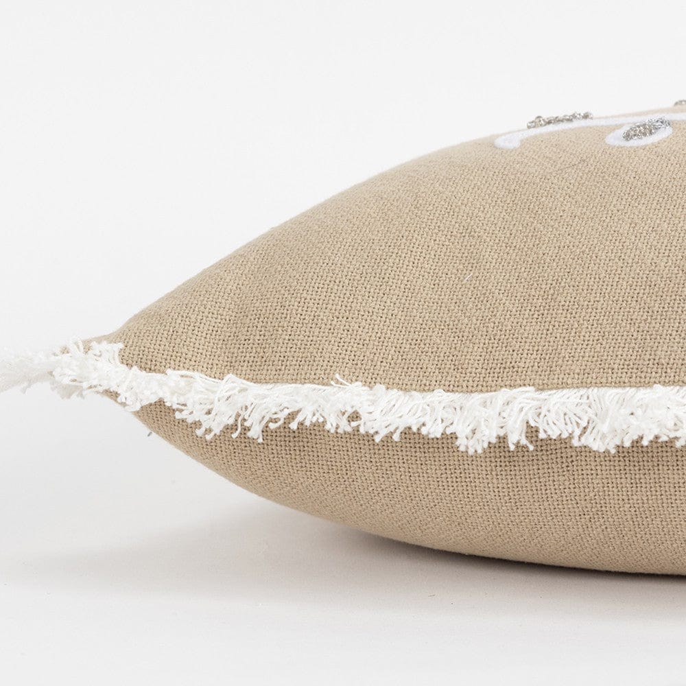 Modern Farmhouse Natural Christmas Lumbar Throw Pillow