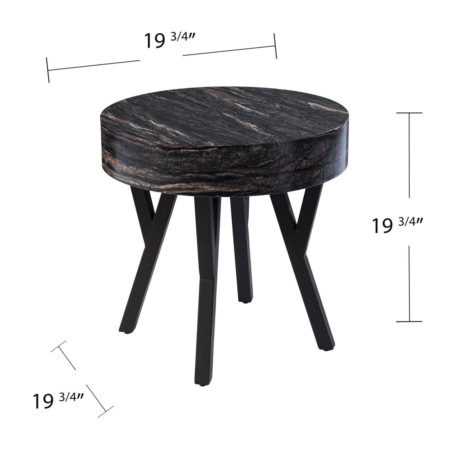 20" Black Manufactured Wood And Iron Round End Table