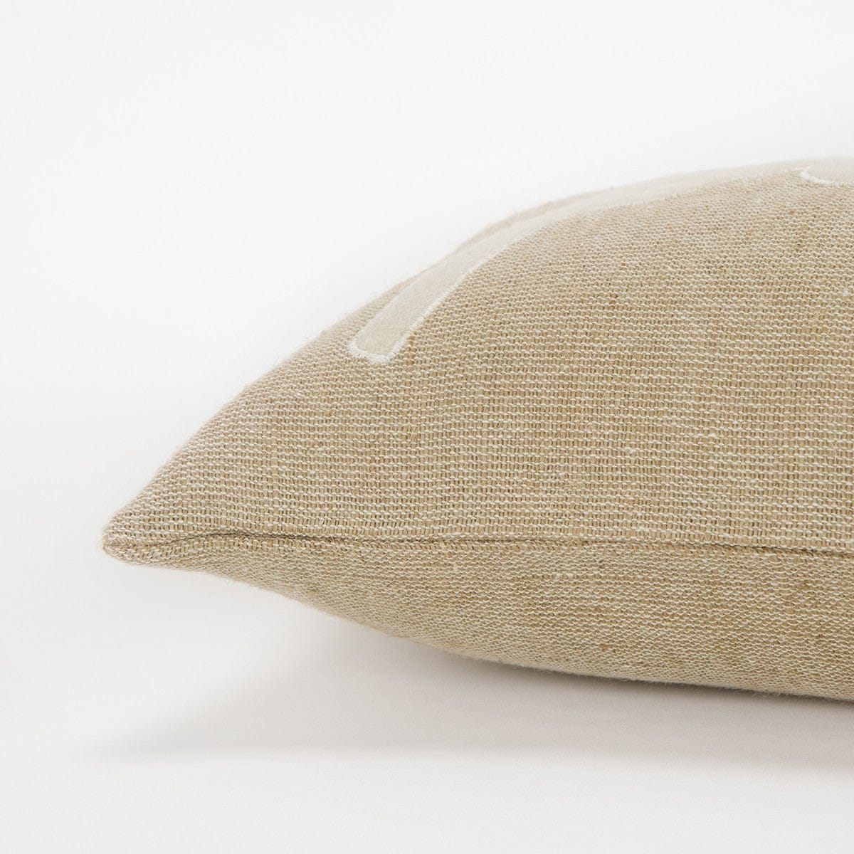 Tan Peace Felt Applique Burlap Throw Pillow