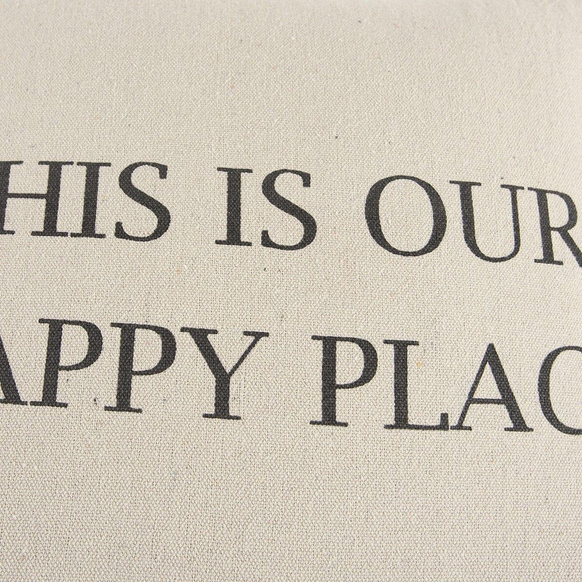 Gray Taupe Canvas Happy Place Throw Pillow