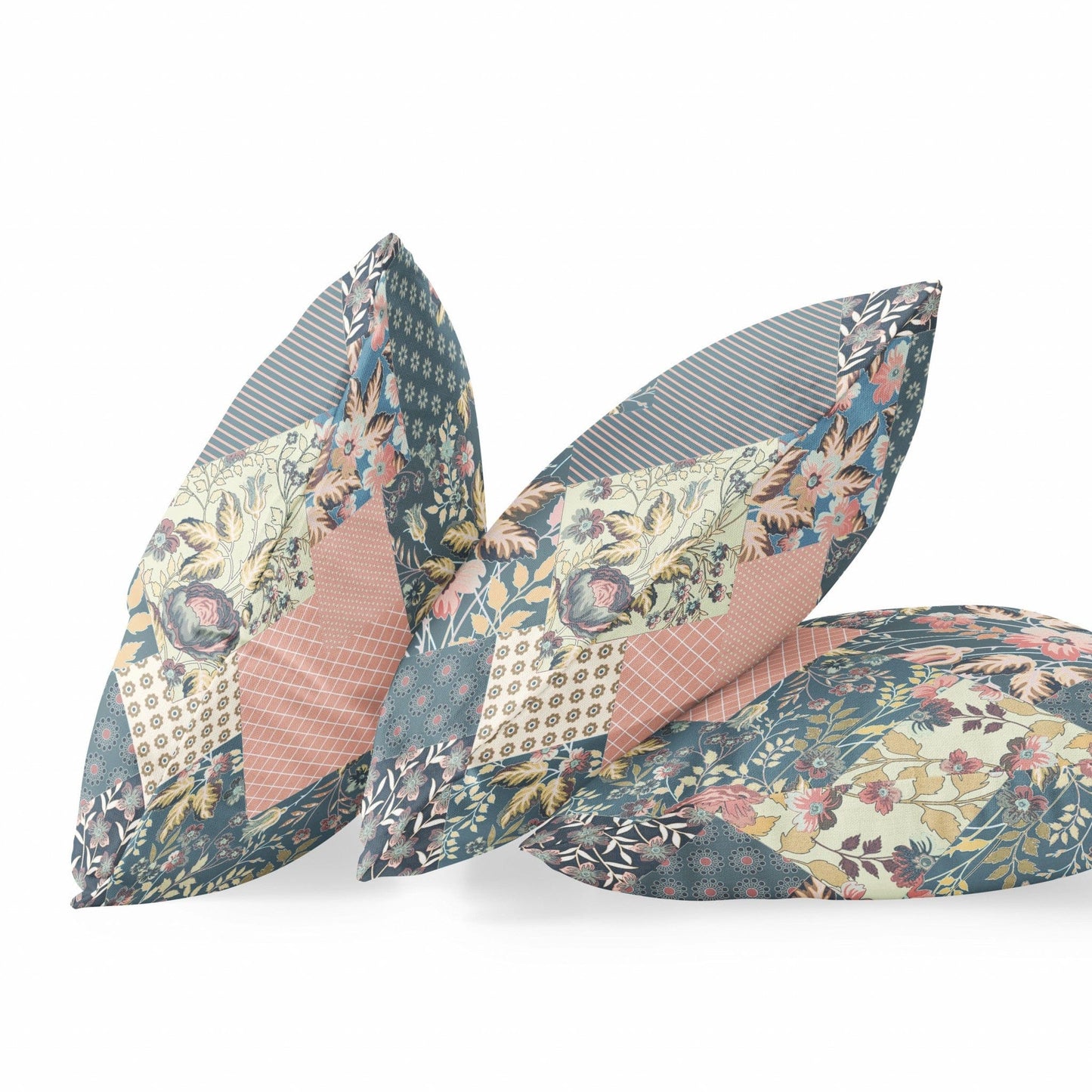 16" Green Peach Floral Suede Throw Pillow