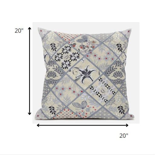 18” Cream Gray Patch Suede Throw Pillow