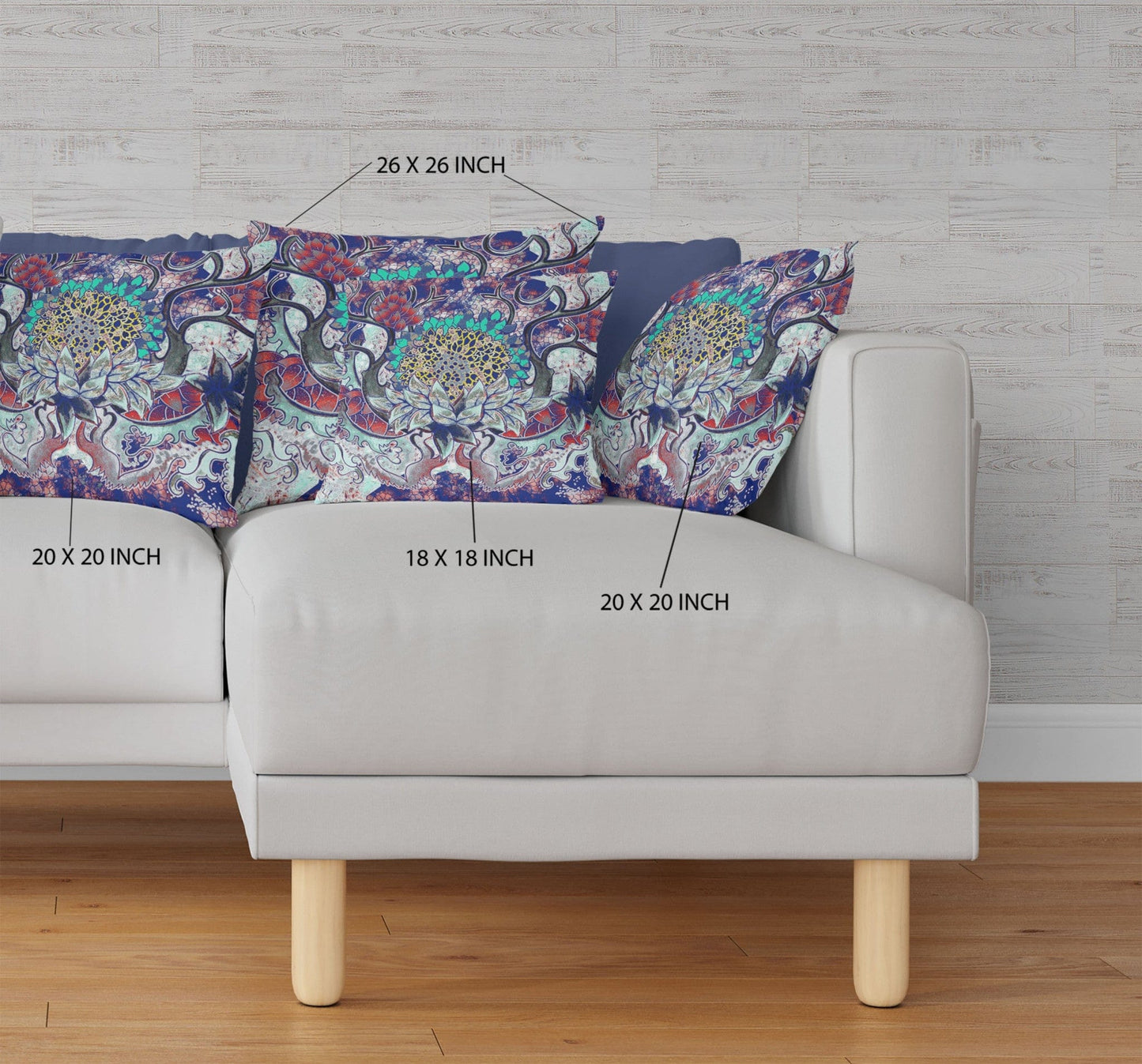 18” Blue Cyan Flower Bloom Suede Throw Pillow