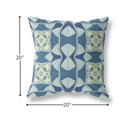 18" Blue Cream Cosmic Circle Boho Suede Throw Pillow