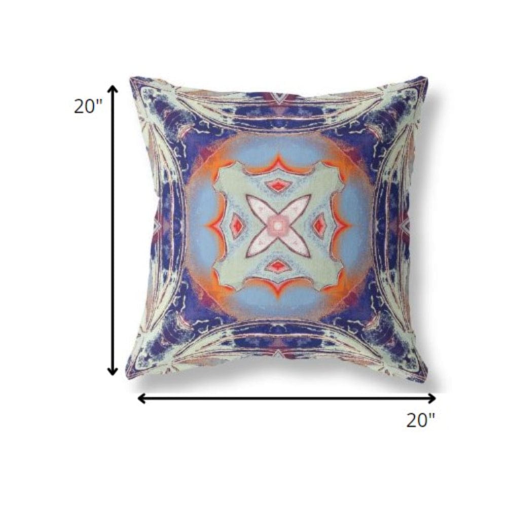 18” Indigo Orange Geo Tribal Suede Throw Pillow