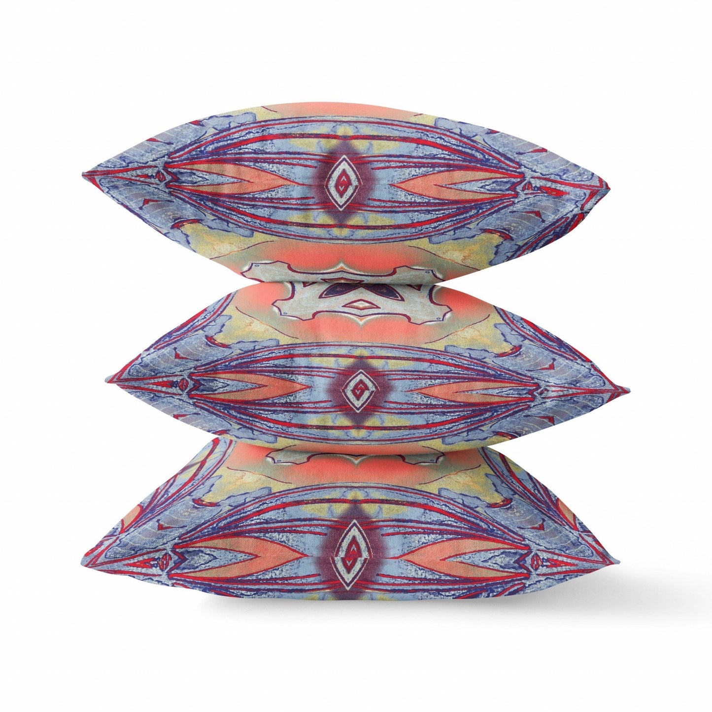16” Purple Orange Geo Tribal Suede Throw Pillow