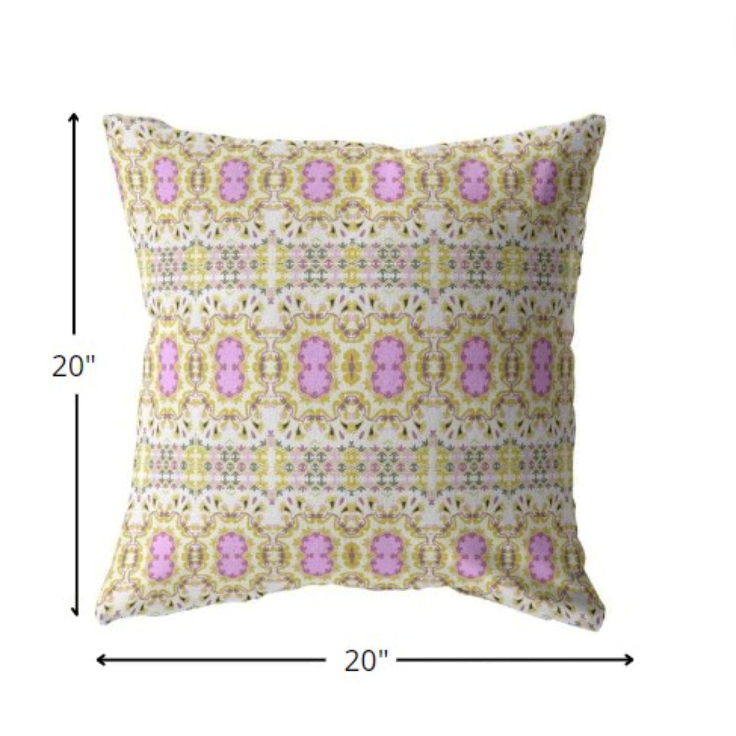 18” Yellow Lavender Geofloral Suede Throw Pillow