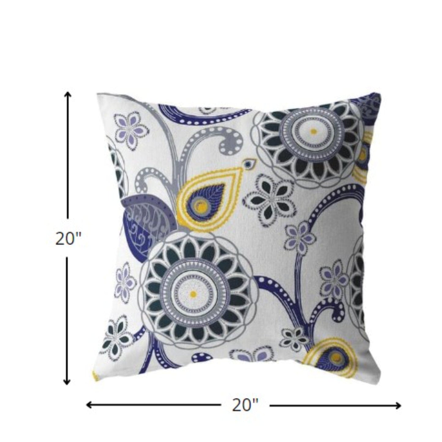18” Navy White Floral Suede Throw Pillow