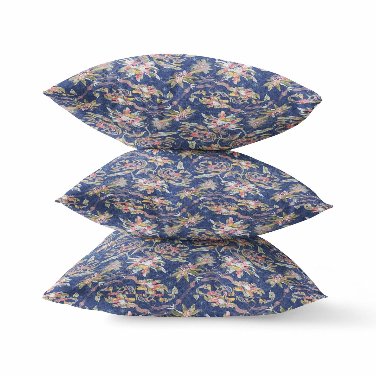 16" Blue Yellow Roses Zippered Suede Throw Pillow