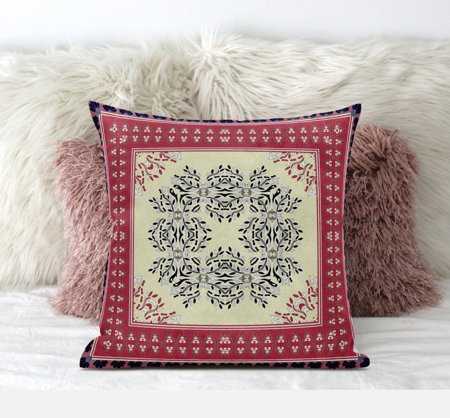 16" X 16" Muted Pink Grey Geometric Zippered Suede Throw Pillow