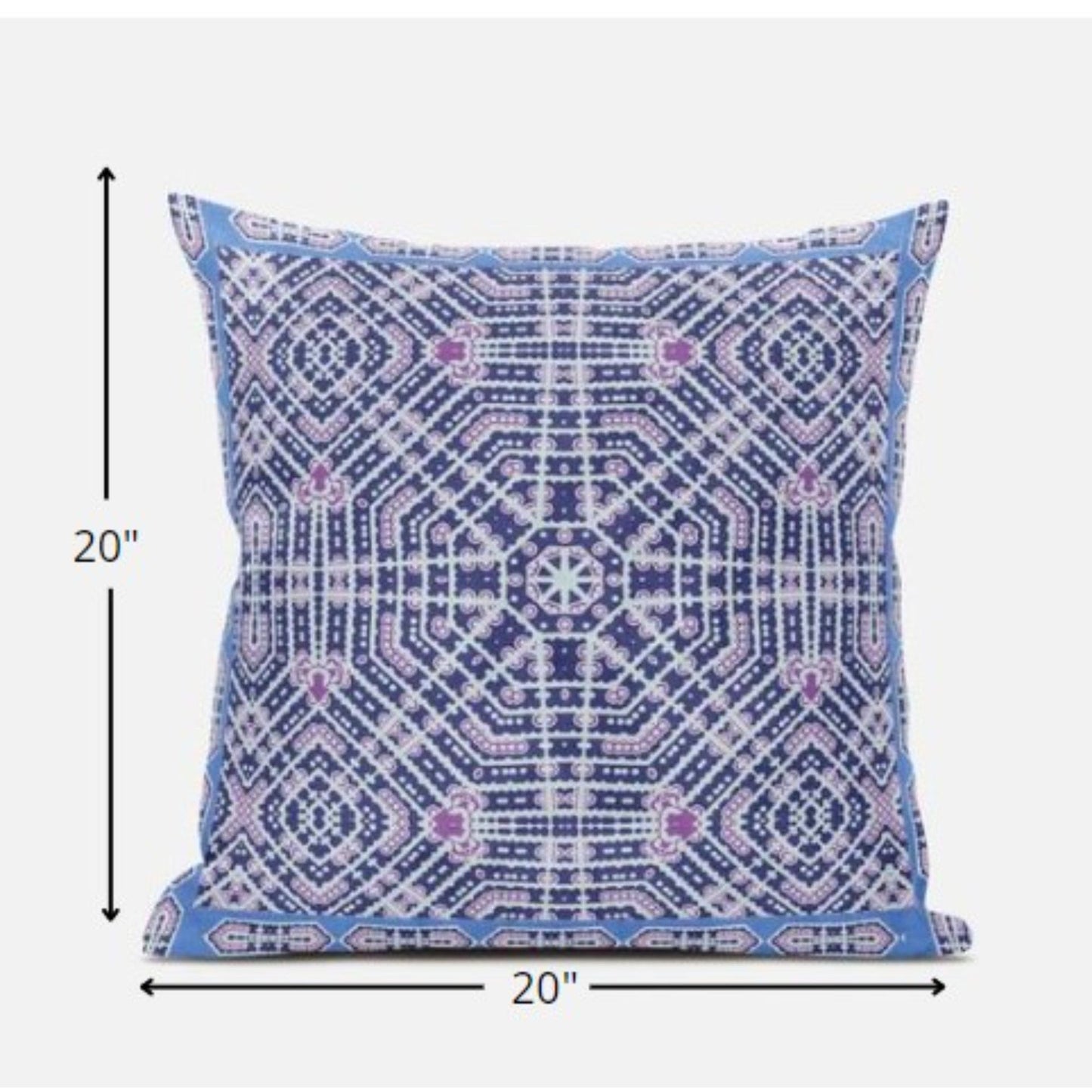 18” Lilac Blue Geostar Zippered Suede Throw Pillow