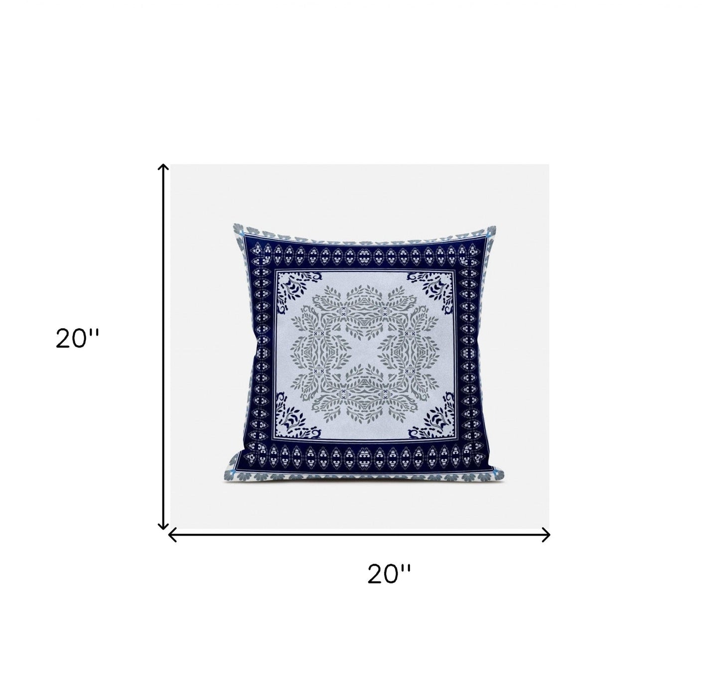 18" X 18" Dark Blue Gray Geometric Blown Seam Suede Throw Pillow