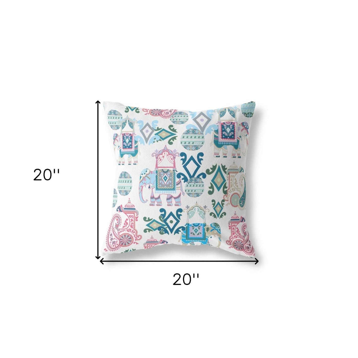 18" X 18" Pink And White Paisley Zippered Suede Throw Pillow