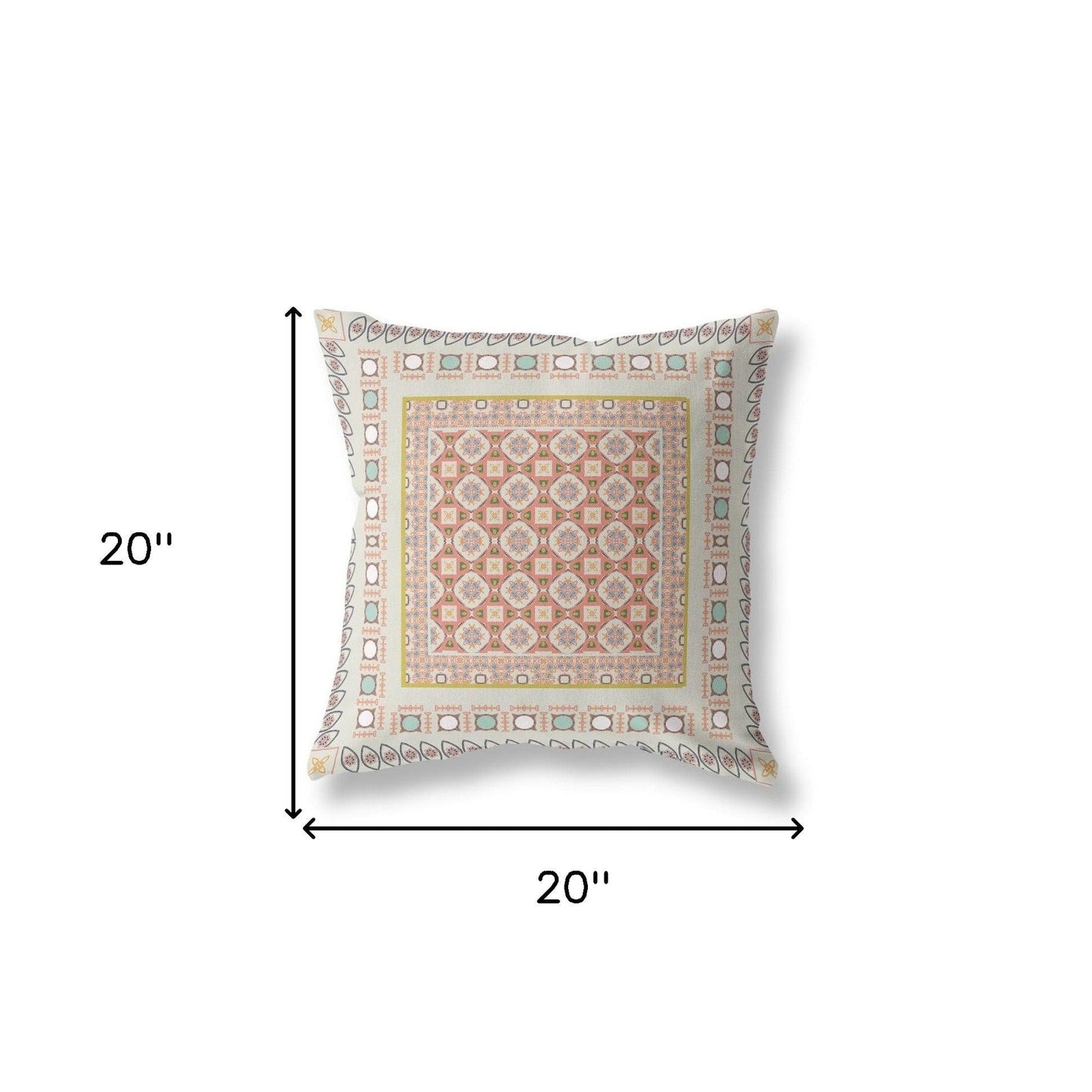 18" X 18" Off White And Orange Floral Zippered Suede Throw Pillow