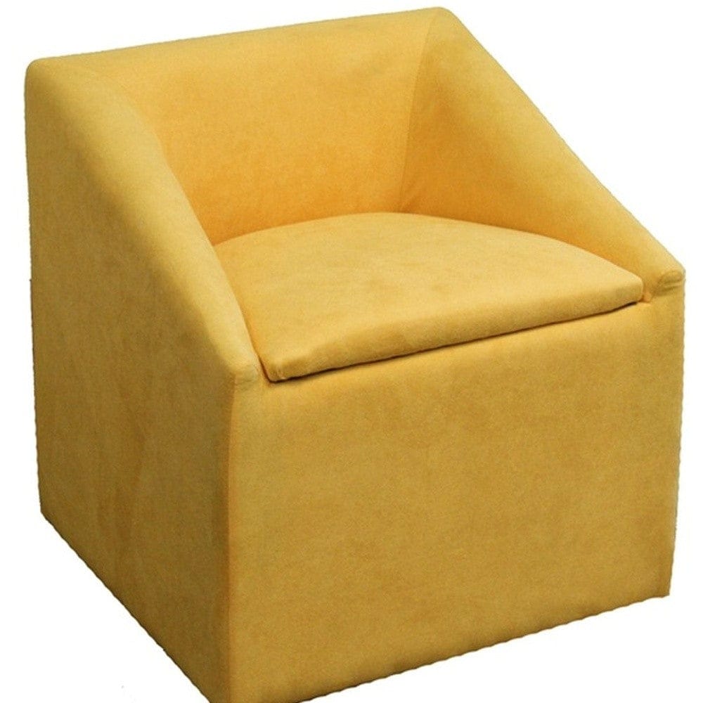 21" Modern Yellow Gold Cubed Accent Storage Chair