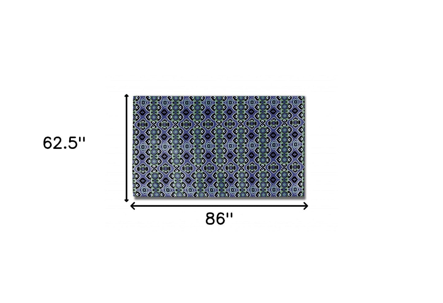 5' X 7' Black Blue Green Area Rug