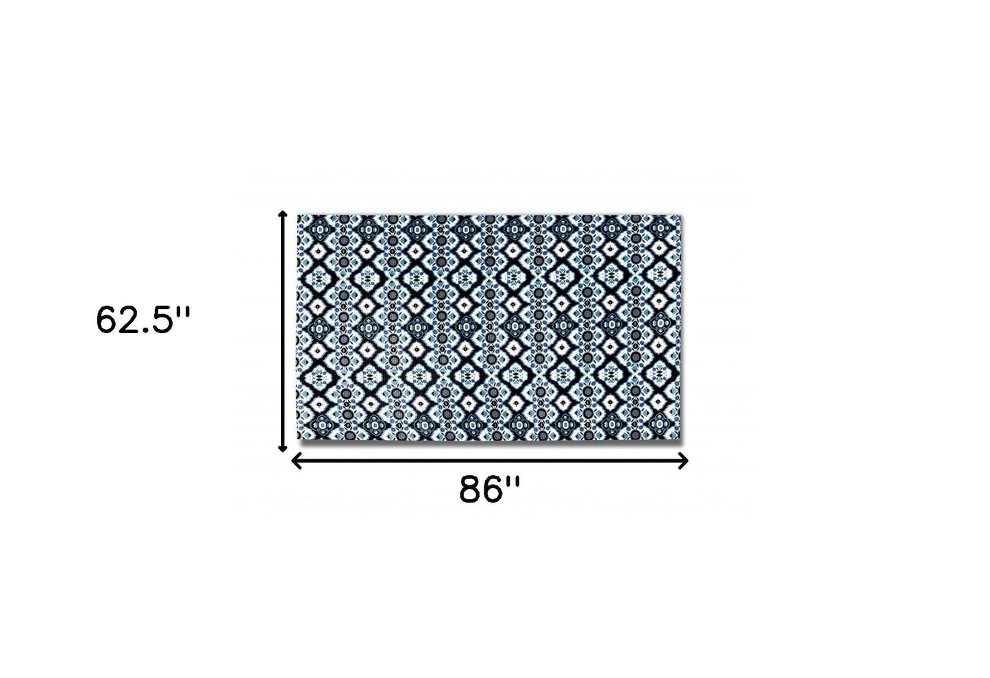 5' X 7' White And Blue Oriental Area Rug