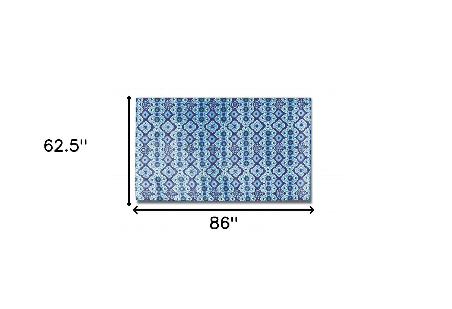 5' X 7' Blue And Blue Oriental Area Rug