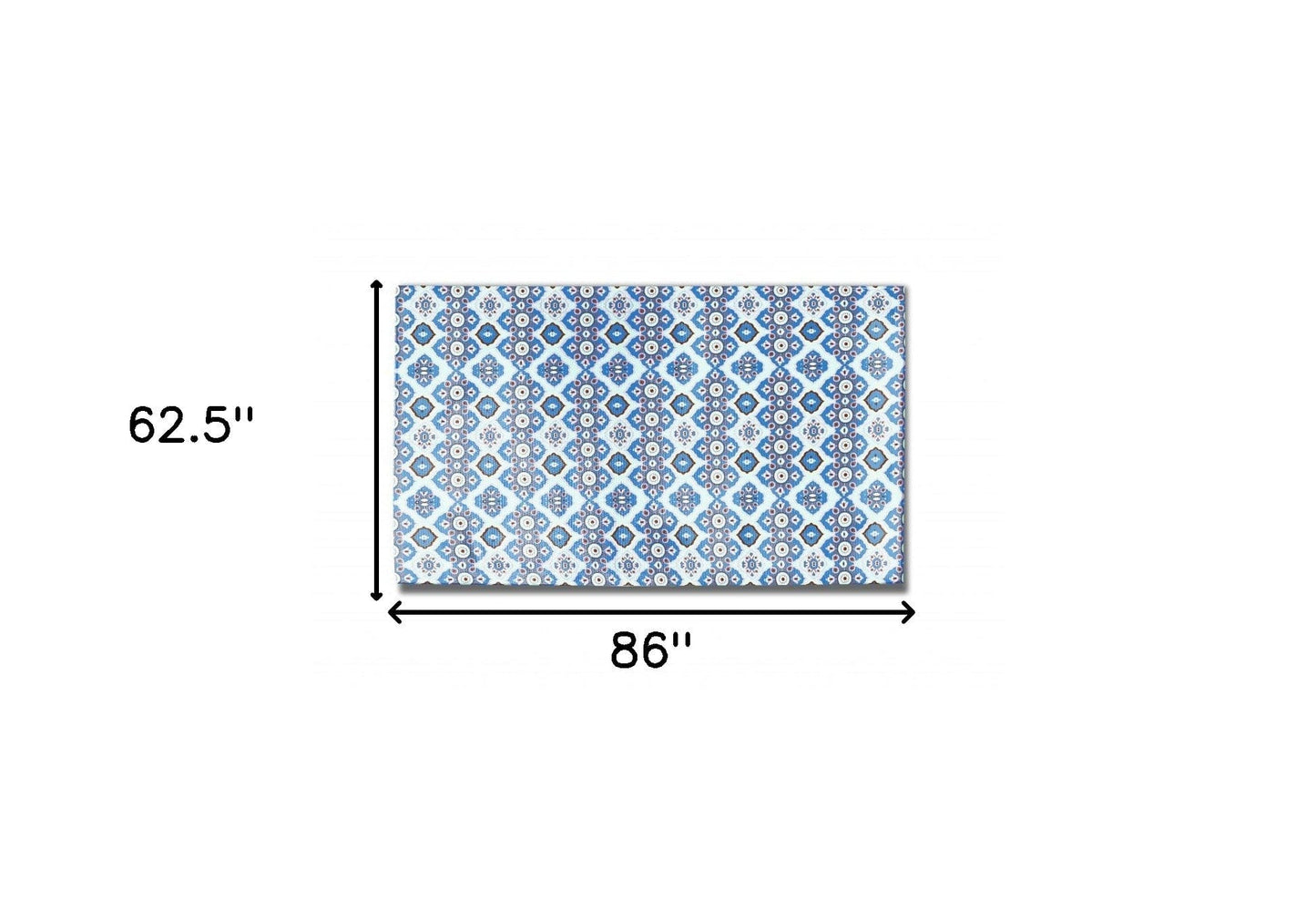 5' X 7' Blue And Red Oriental Area Rug