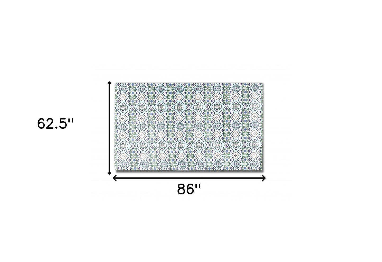 5' X 7' Light Blue And Cream Oriental Area Rug