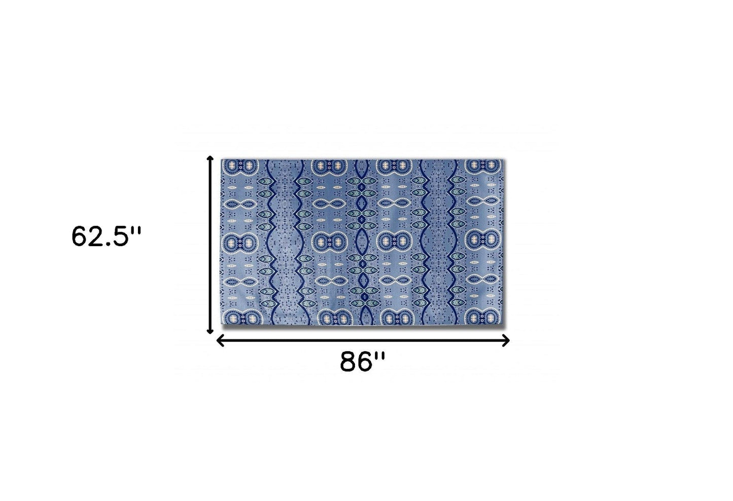 5' X 7' Muted Blue And Navy Oriental Area Rug