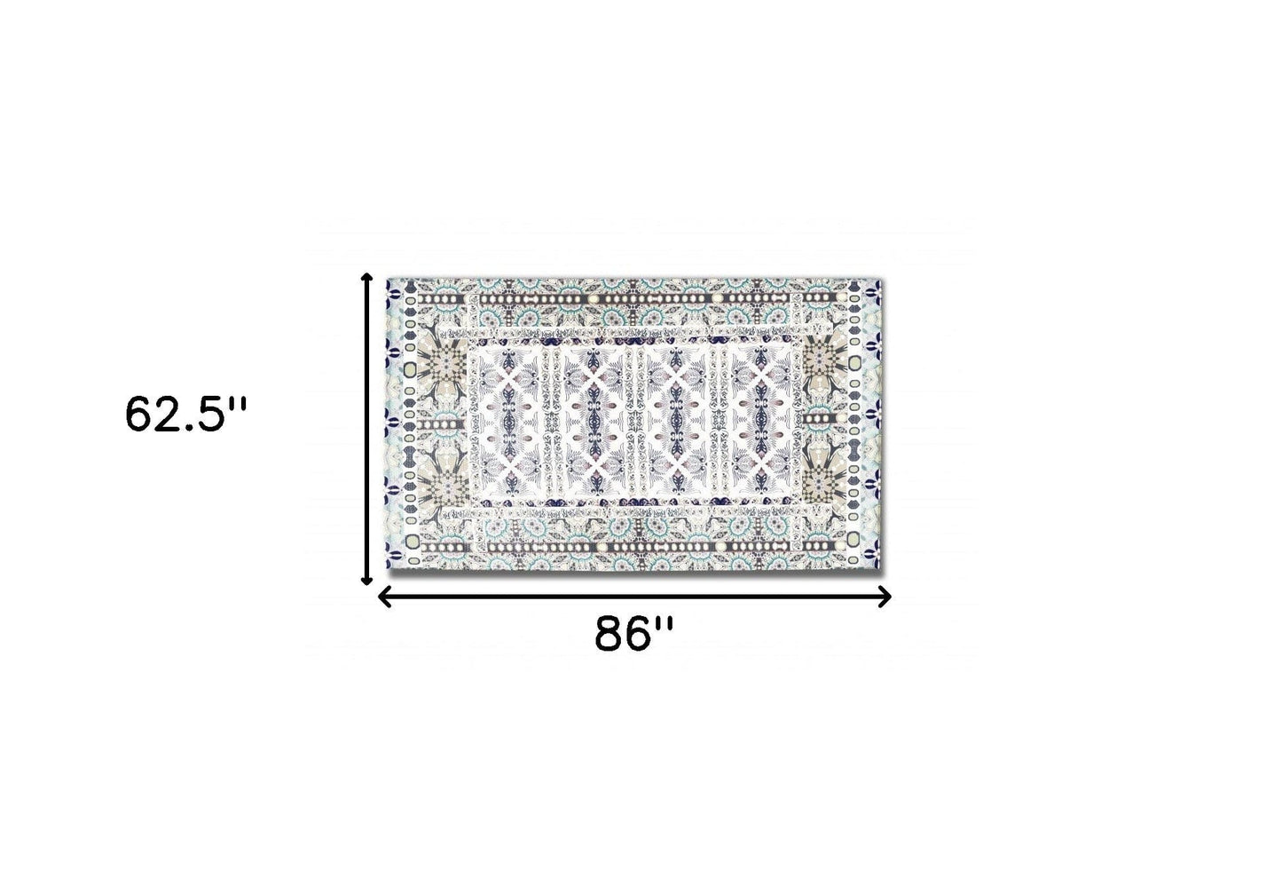 5' X 7' Beige Oriental Area Rug