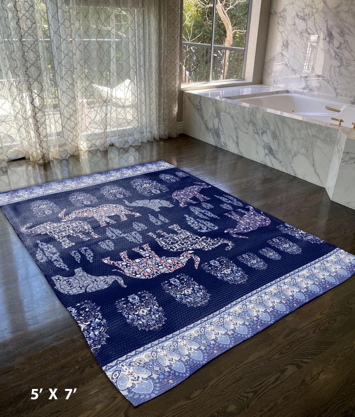 5' X 7' Indigo Southwestern Area Rug