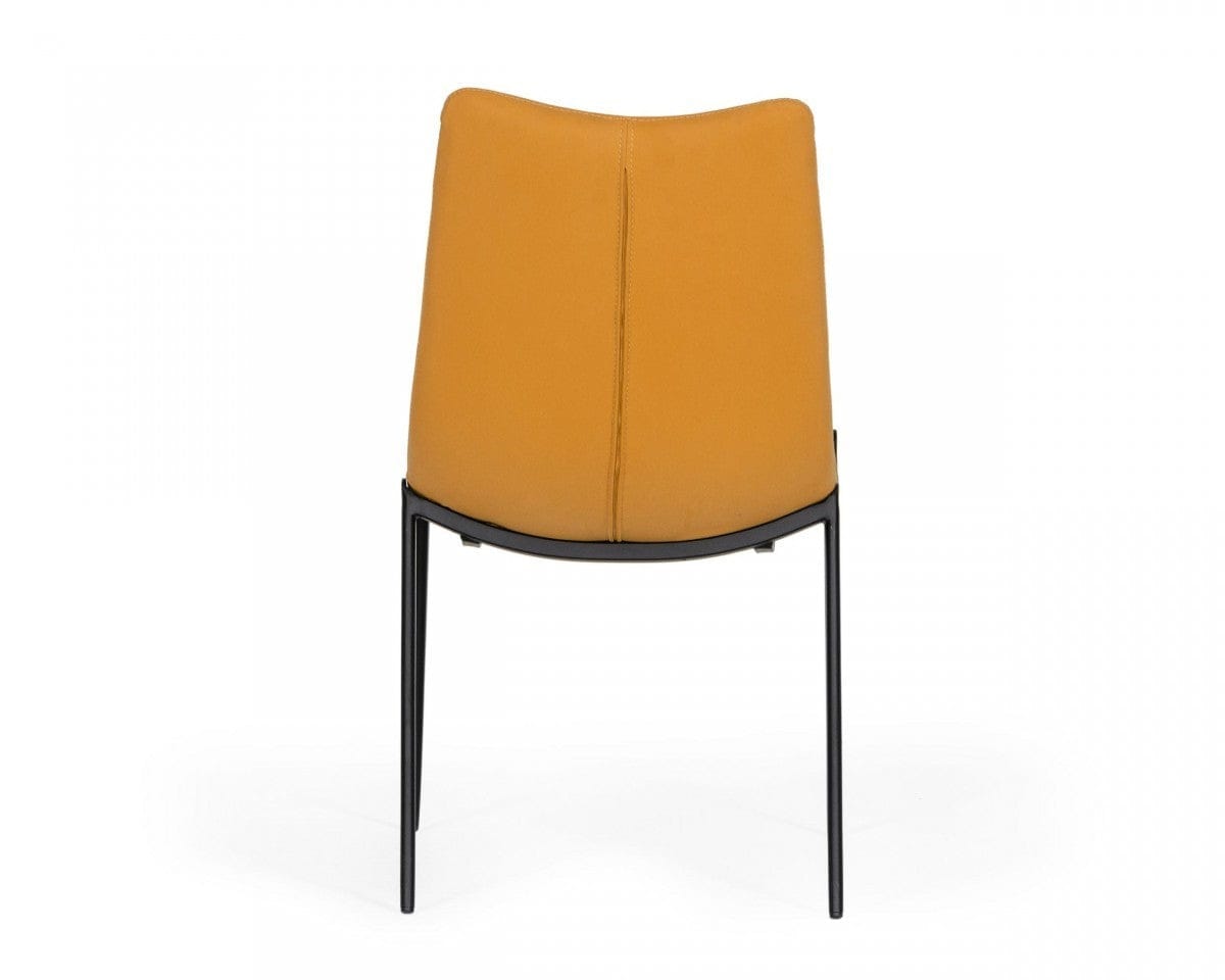 Set of Two Tan Faux Leather Industrial Dining Chairs