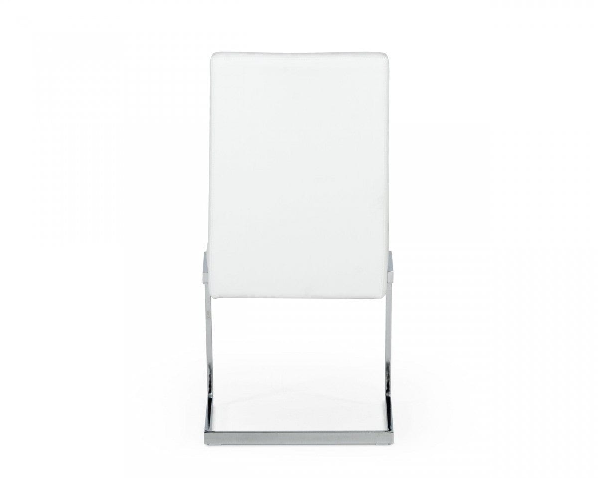 Set of Two White Silver Modern Dining Chairs