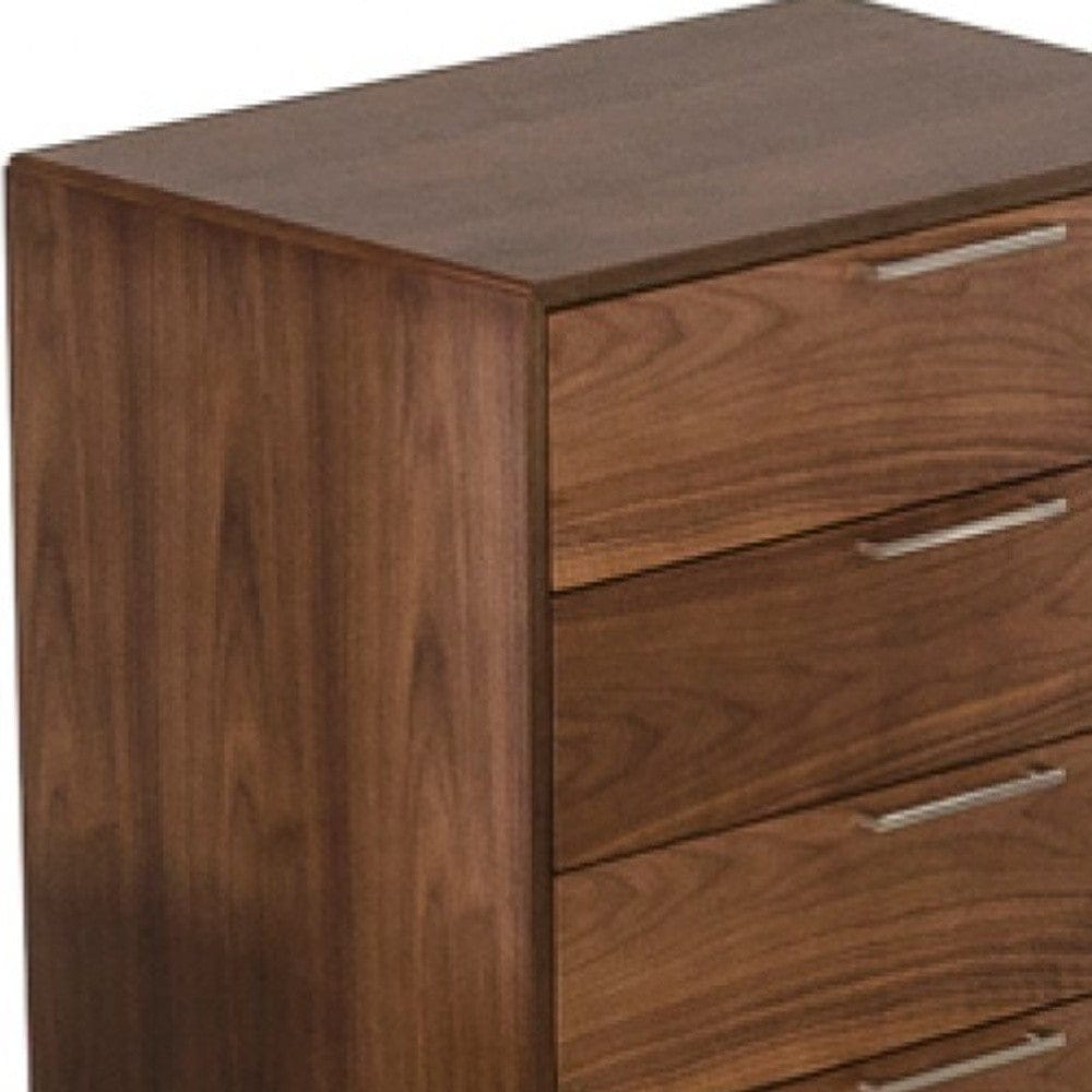 30" Walnut Solid Wood Five Drawer Standard Chest