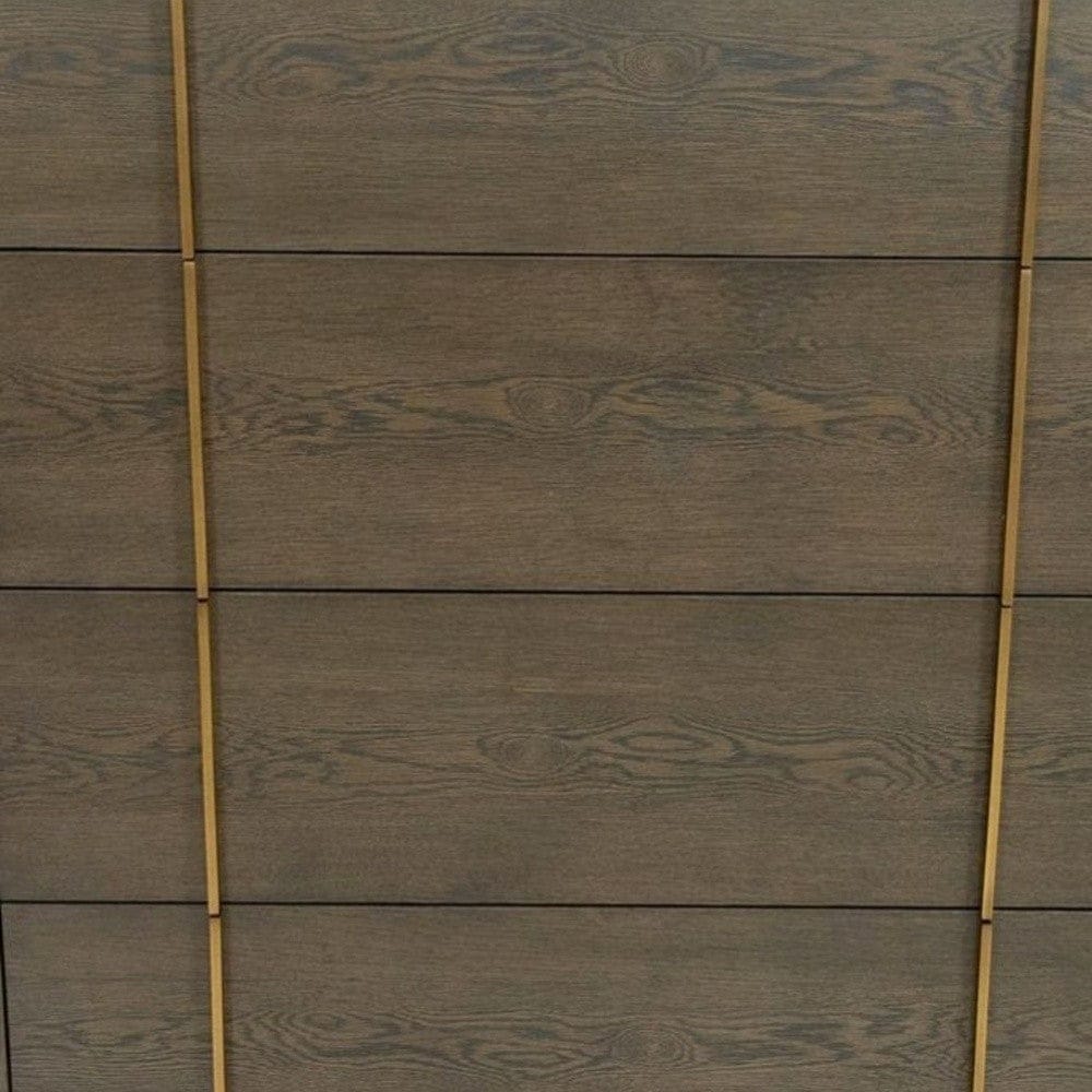 39" Dark Brown and gold Solid Wood Four Drawer Standard Dresser