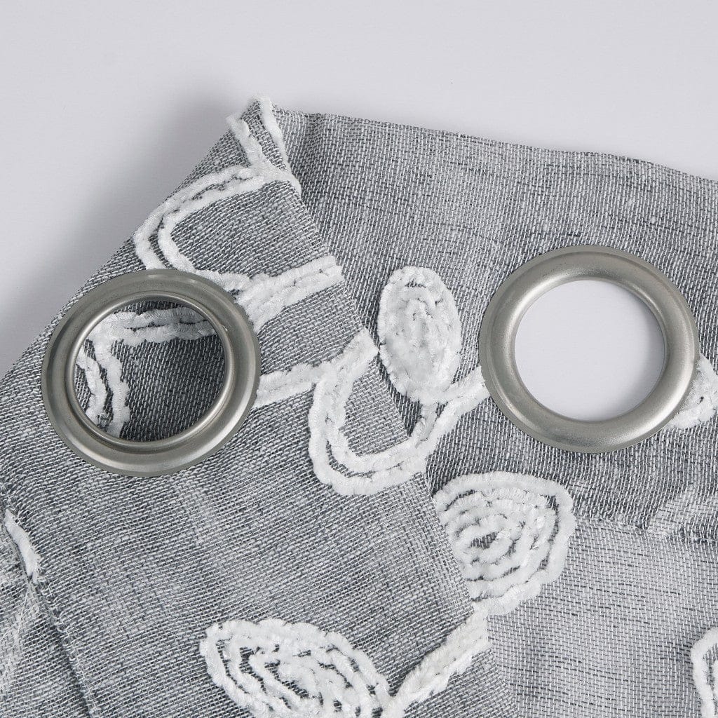 Set of Two 84" Silver Floral Embroidered Window Panels