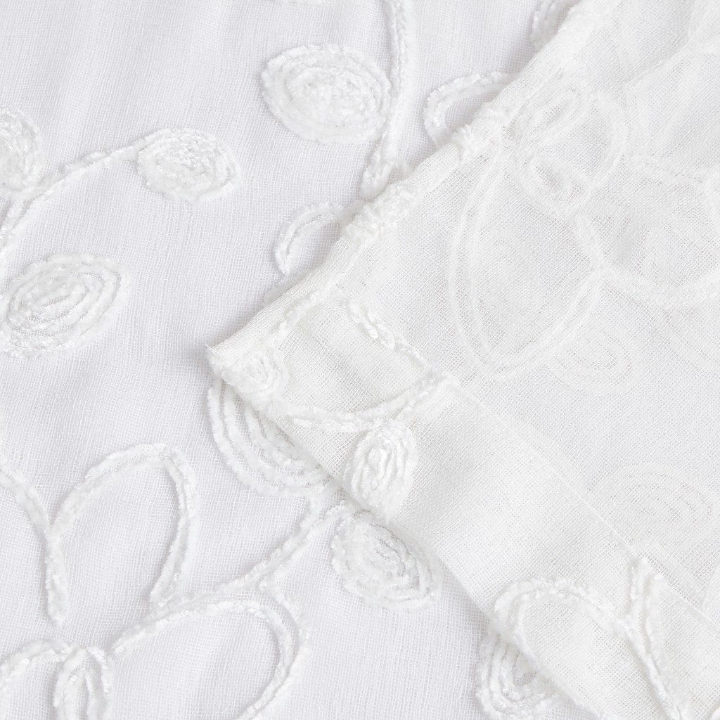 Set of Two 84" White Floral Embroidered Window Panels