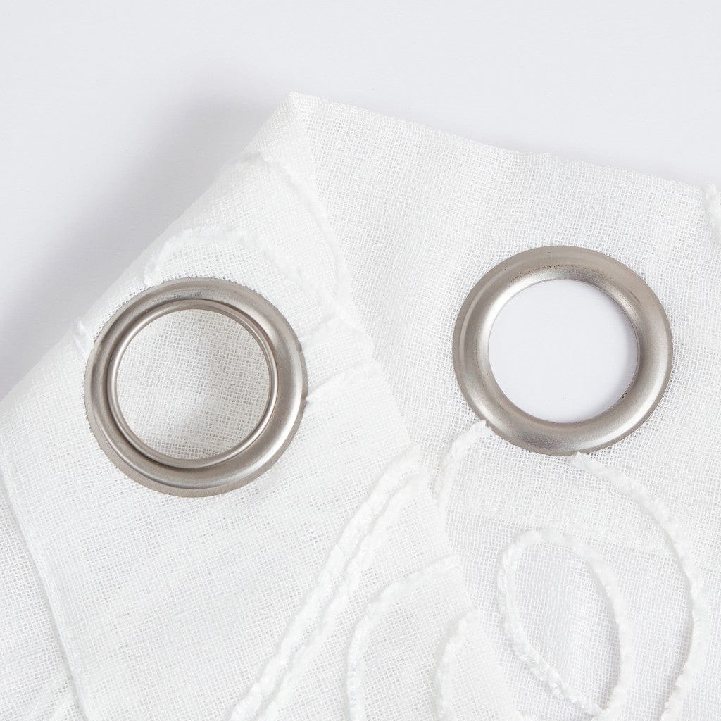 Set of Two 84" White Boho Embroidered Window Panels