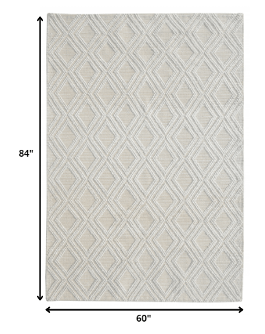 5’ x 7’ Ivory Diamond Lattice Modern Area Rug