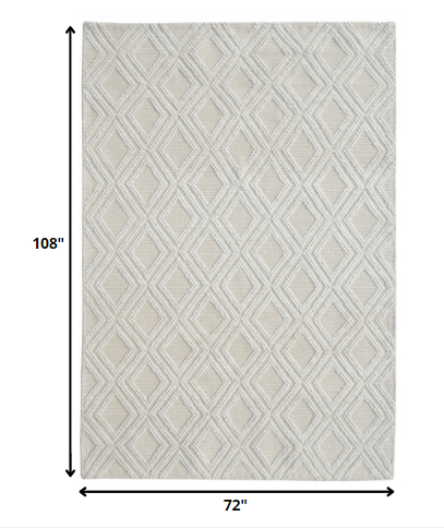 6’ x 9’ Ivory Diamond Lattice Modern Area Rug