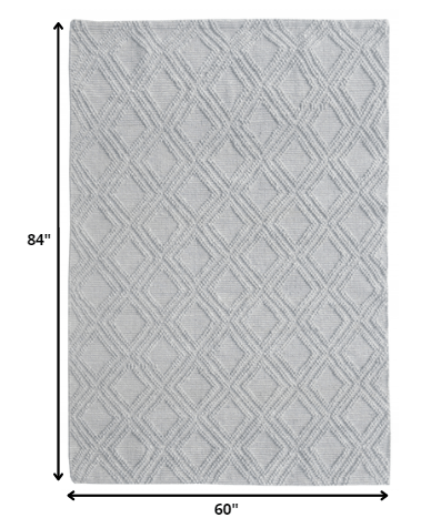 5’ x 7’ Gray Diamond Lattice Modern Area Rug