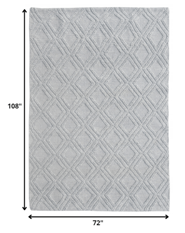 6’ x 9’ Gray Diamond Lattice Modern Area Rug