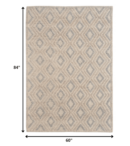 5’ x 7’ Tan Gray Diamond Lattice Modern Area Rug