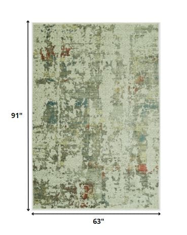 5’ x 8’ Sage Ivory Weathered Vintage Area Rug