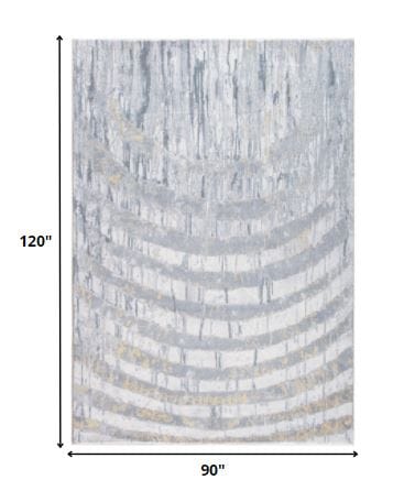 8’ x 10’ Gray Distressed Steps Abstract Area Rug